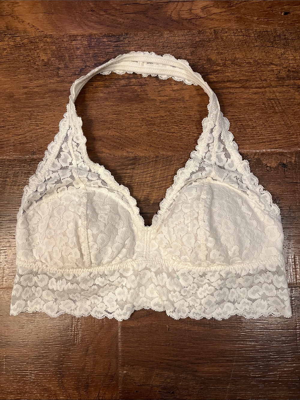 aerie Cream Lace Halter Bralette